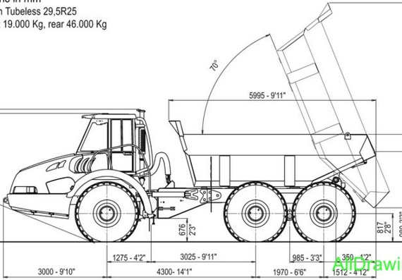 Astra ADT 40 tier3 (2007) (Одноосный самосвал) чертежи (рисунки) грузовика